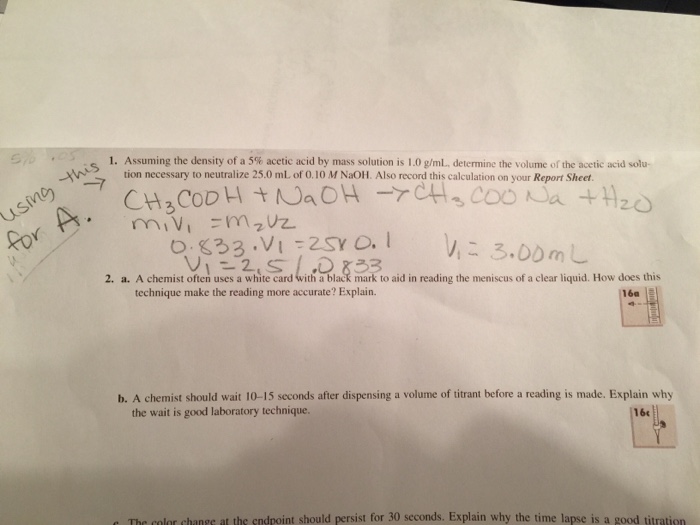 Assuming the density of a 5 acetic acid