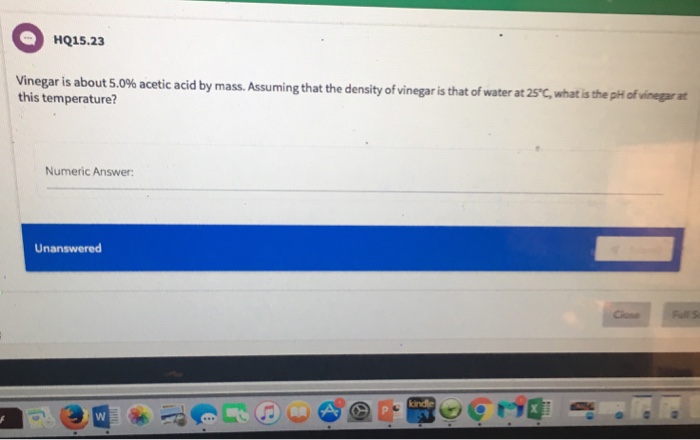 Assuming the density of a 5 acetic acid