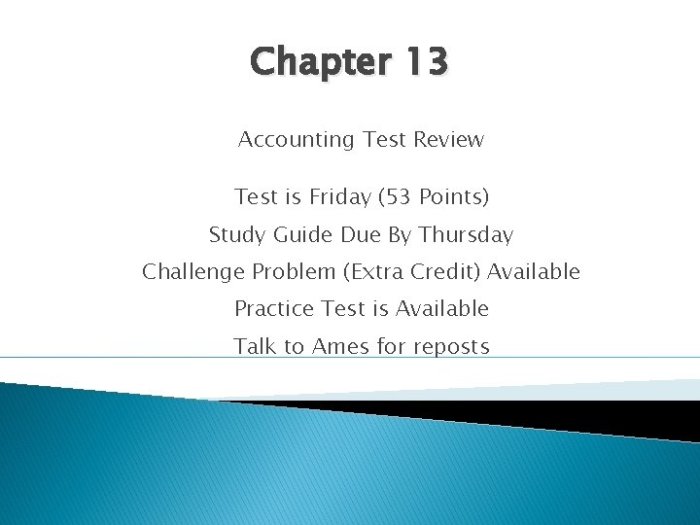 Chapter 13 accounting test answers