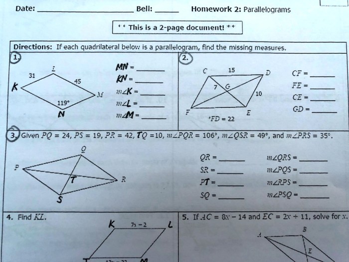 Unit 8 polygons and quadrilaterals homework 2 parallelograms